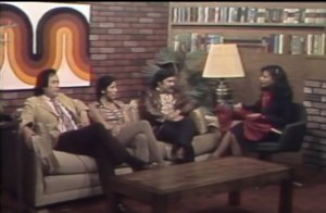 Interview session with four people on studio set